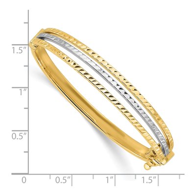 14K Two-Tone Gold Diamond-Cut Hinged Baby Bangle Bracelet – view 4