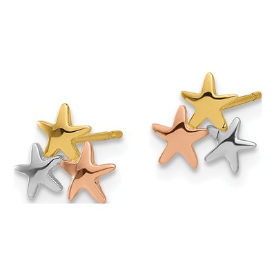 14K Yellow Gold Kids' Star Stud Earrings – view 2