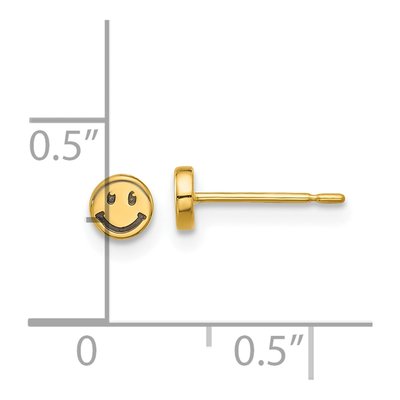14K Yellow Gold Smiley Face Stud Earrings – view 4