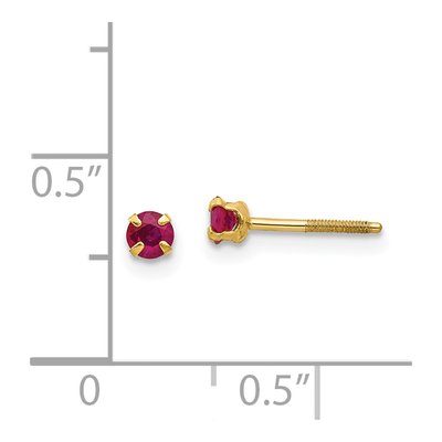 14K Yellow Gold 3mm Round Ruby Birthstone Screwback Stud Earrings – view 4