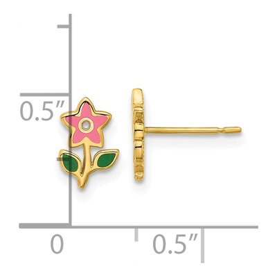 14K Yellow Gold Enamel Flower Stud Earrings – view 4