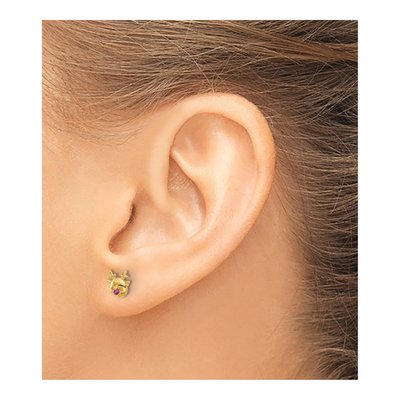 14K Yellow Gold Round CZ Reindeer Stud Earrings – view 3