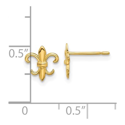 14K Yellow Gold Fleur de Lis Kids Stud Earrings – view 4