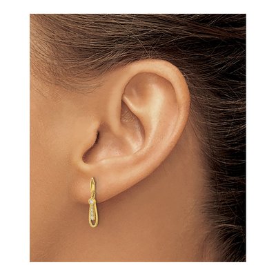 14K Yellow Gold CZ Teardrop Dangle Earrings – view 3
