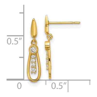 14K Yellow Gold CZ Teardrop Dangle Earrings – view 4