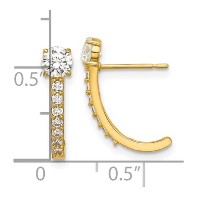 14K Yellow Gold 16mm CZ J- Hoop Earrings – view 4