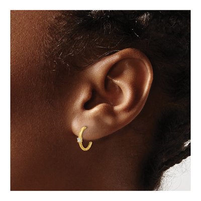 14K Yellow Gold 12mm CZ J- Hoop Earrings – view 3