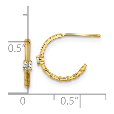 14K Yellow Gold 12mm CZ J- Hoop Earrings – view 4