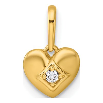 14K Yellow Gold CZ Heart Pendant