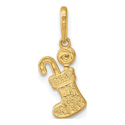 14K Yellow Gold Christmas Stocking Pendant – view 4