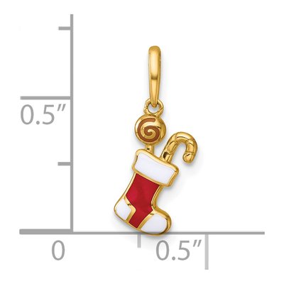 14K Yellow Gold Christmas Stocking Pendant – view 5