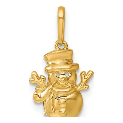 14K Yellow Gold Snowman Pendant