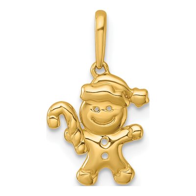 14K Yellow Gold Gingerbread Man Pendant