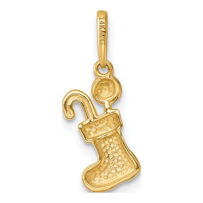 14K Yellow Gold Christmas Stocking Pendant – view 4