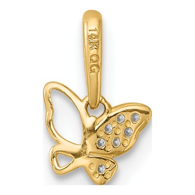 14K Yellow Gold CZ Open Butterfly Pendant – view 4