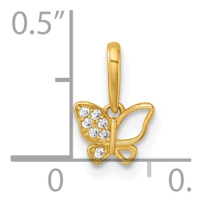 14K Yellow Gold CZ Open Butterfly Pendant – view 5
