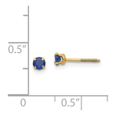 14K Yellow Gold 3mm Round Sapphire Screwback Stud Earrings – view 4