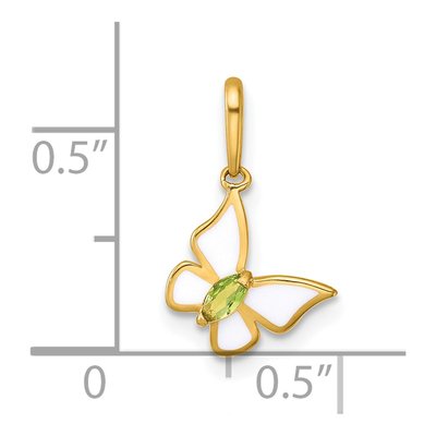14K Yellow Gold CZ Enamel Butterfly Pendant – view 5