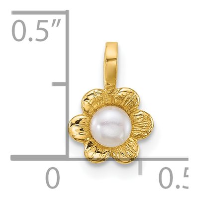 14K Yellow Gold Freshwater Cultured Pearl Girls' Flower Pendant – view 4