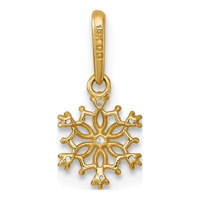 14K Yellow Gold CZ Kids' Snowflake Pendant – view 4