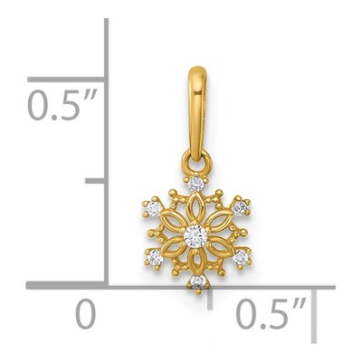 14K Yellow Gold CZ Kids' Snowflake Pendant – view 5