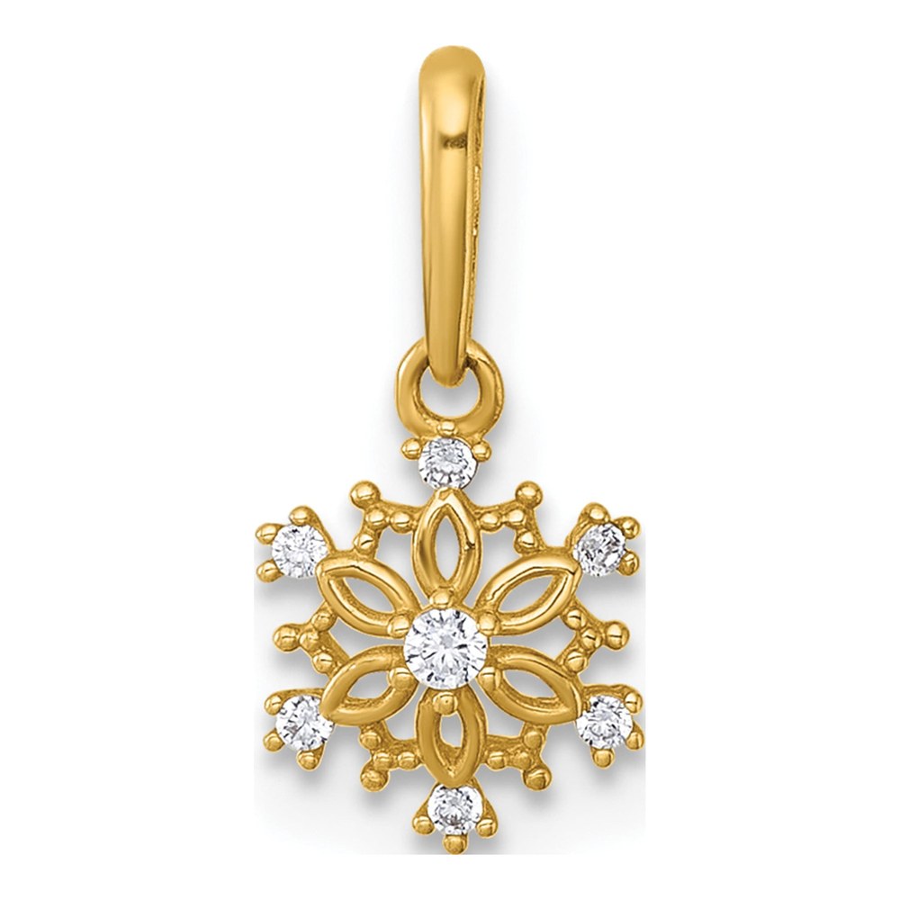 14K Madi K Polished Cz Snowflake Childrens Charm / Pendant
