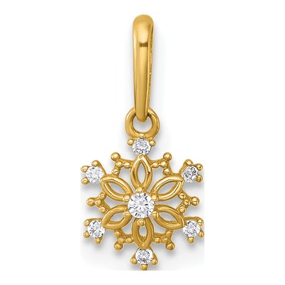 14K Yellow Gold CZ Kids' Snowflake Pendant