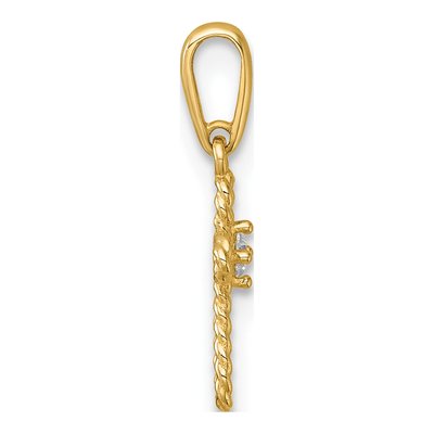 14K Yellow Gold CZ Twisted Cross Pendant – view 3