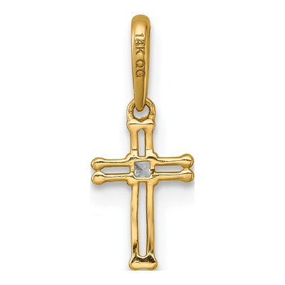 14K Yellow Gold CZ Open Cross Pendant – view 4