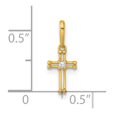 14K Yellow Gold CZ Open Cross Pendant – view 5