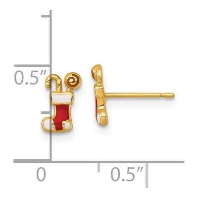 14K Yellow Gold Christmas Stocking Stud Earrings – view 4