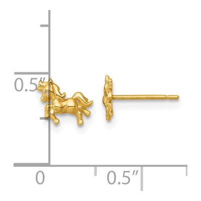 14K Yellow Gold Unicorn Stud Earrings – view 4