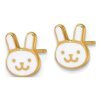 14K Yellow Gold Bunny Stud Earrings – view 3