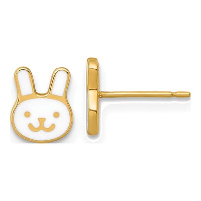 14K Yellow Gold Bunny Stud Earrings