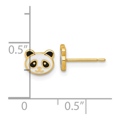 14K Yellow Gold Panda for Kids Stud Earrings – view 4
