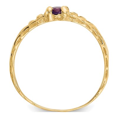 14K Yellow Gold Amethyst Birthstone Baby Ring – view 2