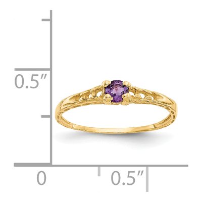 14K Yellow Gold Amethyst Birthstone Baby Ring – view 3