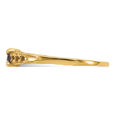 14K Yellow Gold Amethyst Birthstone Baby Ring – view 4