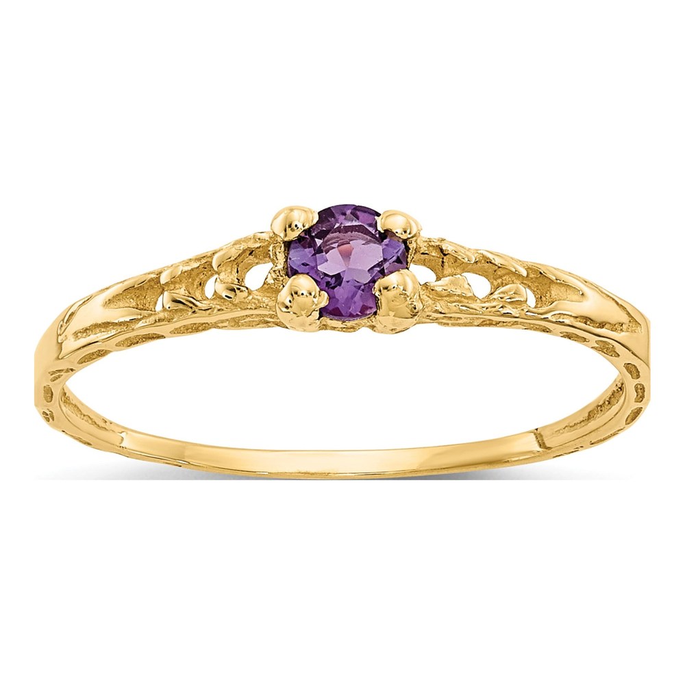 14K Yellow Gold Amethyst Birthstone Baby Ring