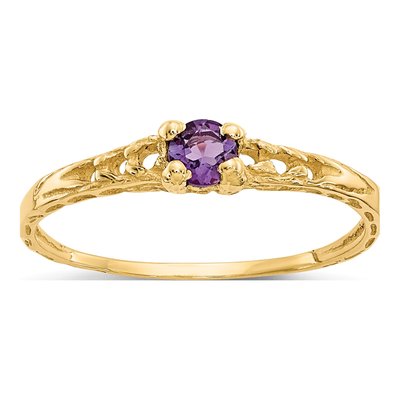 14K Yellow Gold Amethyst Birthstone Baby Ring
