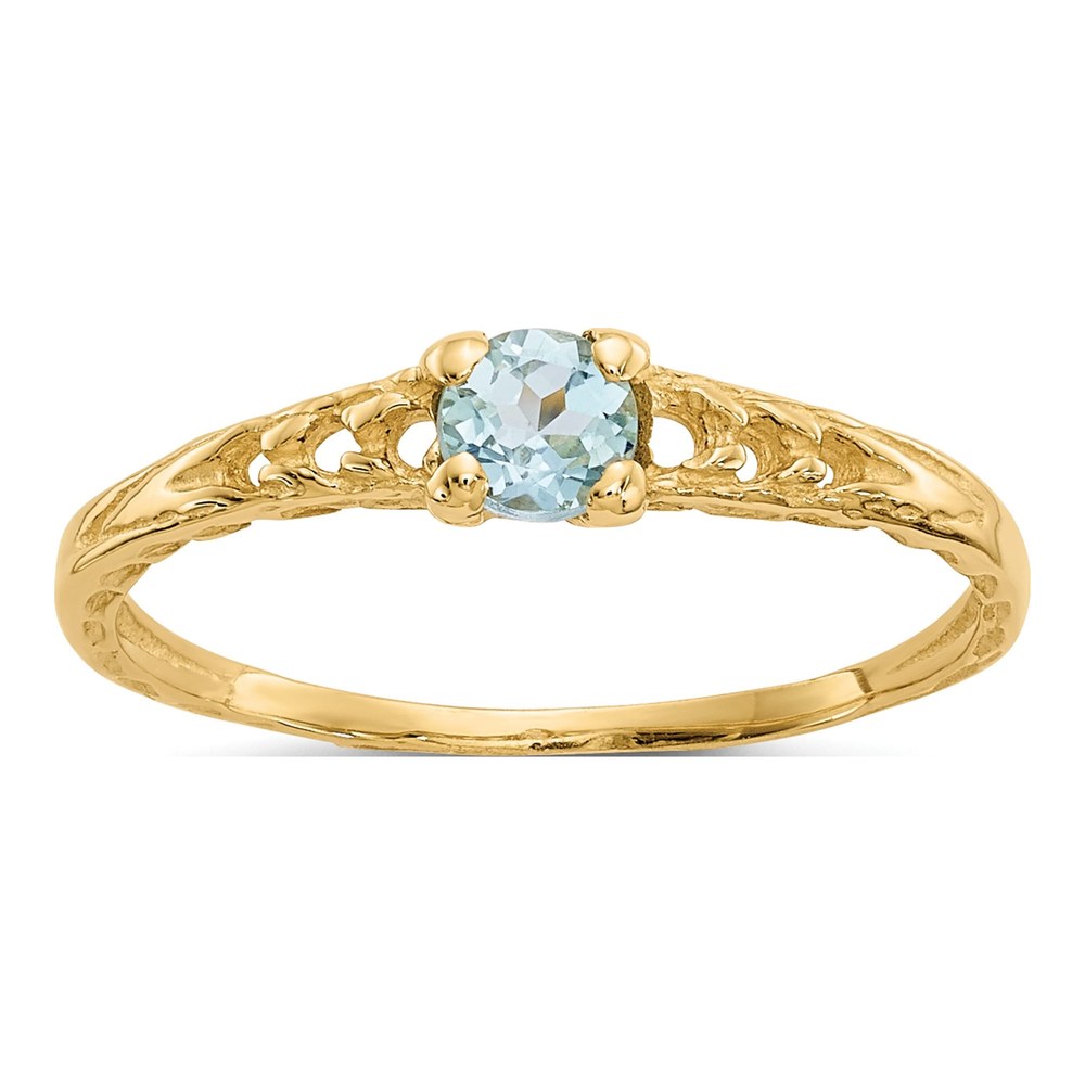 14K Yellow Gold Aquamarine Baby Ring
