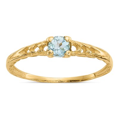 14K Yellow Gold Aquamarine Baby Ring