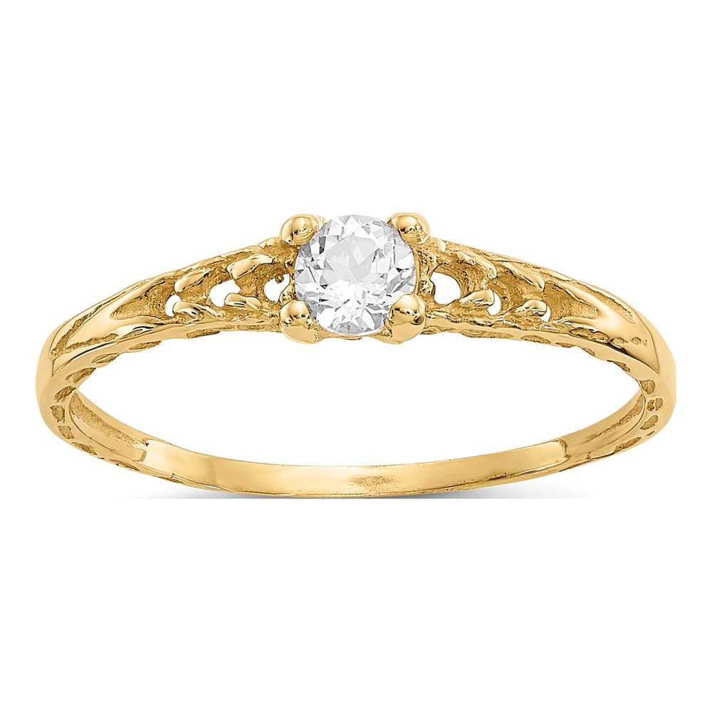14K Yellow Gold White Topaz Baby Ring