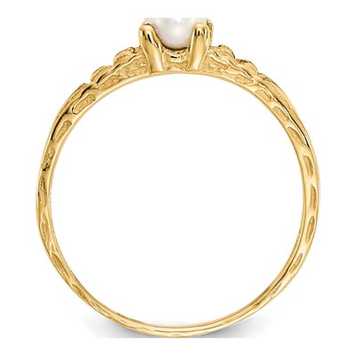 14K Yellow Gold Freshwater Cultured Pearl Baby Ring – view 2