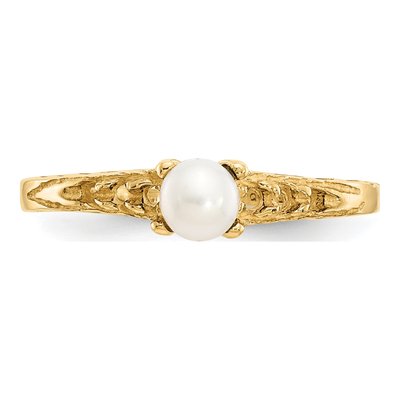 14K Yellow Gold Freshwater Cultured Pearl Baby Ring – view 5