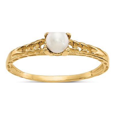 14K Yellow Gold Freshwater Cultured Pearl Baby Ring