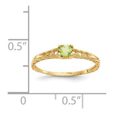 14K Yellow Gold Peridot Birthstone for Girls Ring – view 3