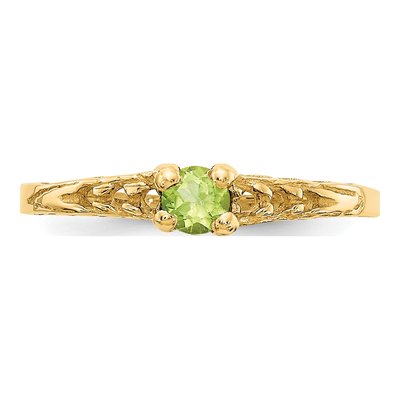 14K Yellow Gold Peridot Birthstone for Girls Ring – view 5