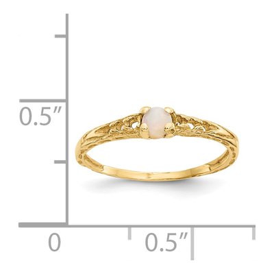 14K Yellow Gold Opal Birthstone for Girls Ring – view 3