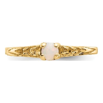 14K Yellow Gold Opal Birthstone for Girls Ring – view 5
